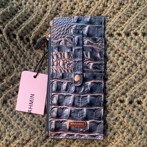 **NWT** chic Blue/ Silver Brahmin Croc-Embossed Credit Card Wallet